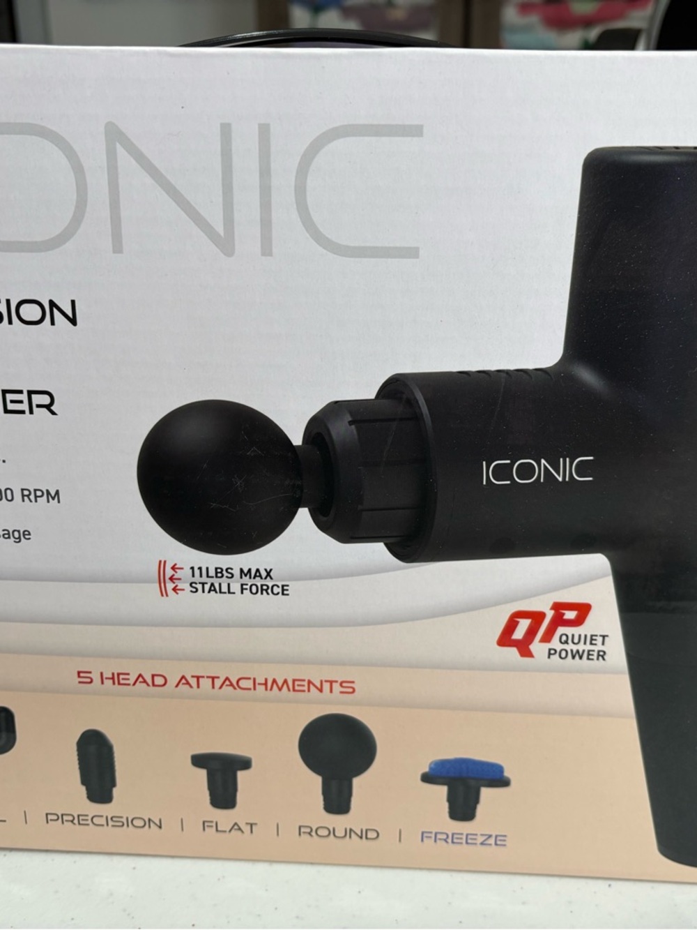 ICONIC Black Massage Gun with 5 Head Attachments